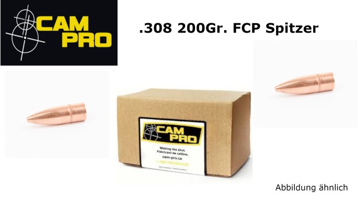 .308 / 300 BLK: 200 Grain 500 Stück Geschosse 200 Grain / 12,96 Gramm, 356 microns dick, hoch belastbar, FCP, SP von CamPro Langwaffe, L102 500 Stück