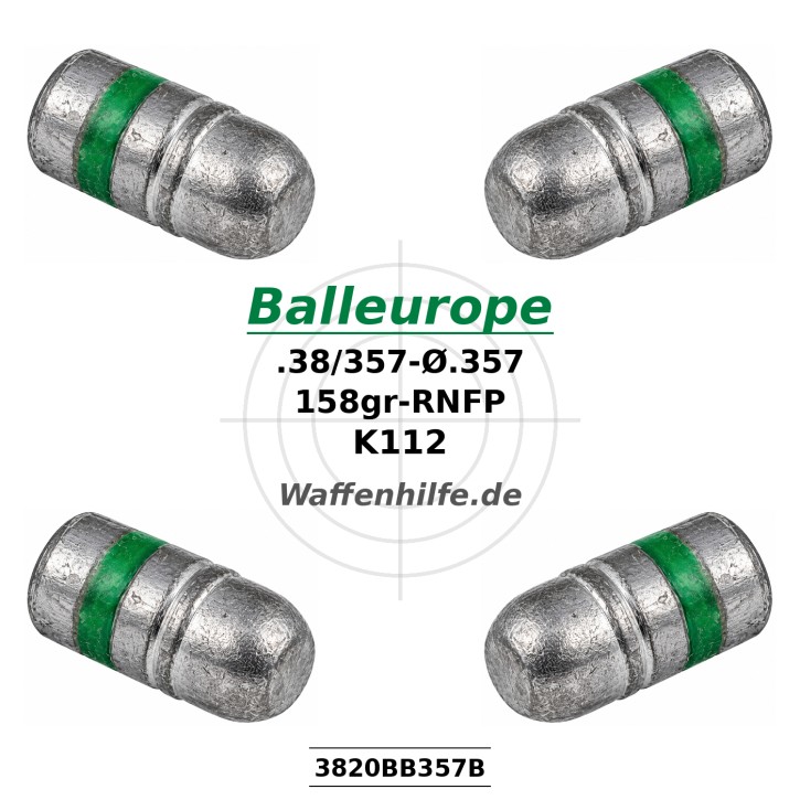 .357 158 Gr. Ø.357 RN FP .357 Magnum .38 Special .38 Special Balleurope K112