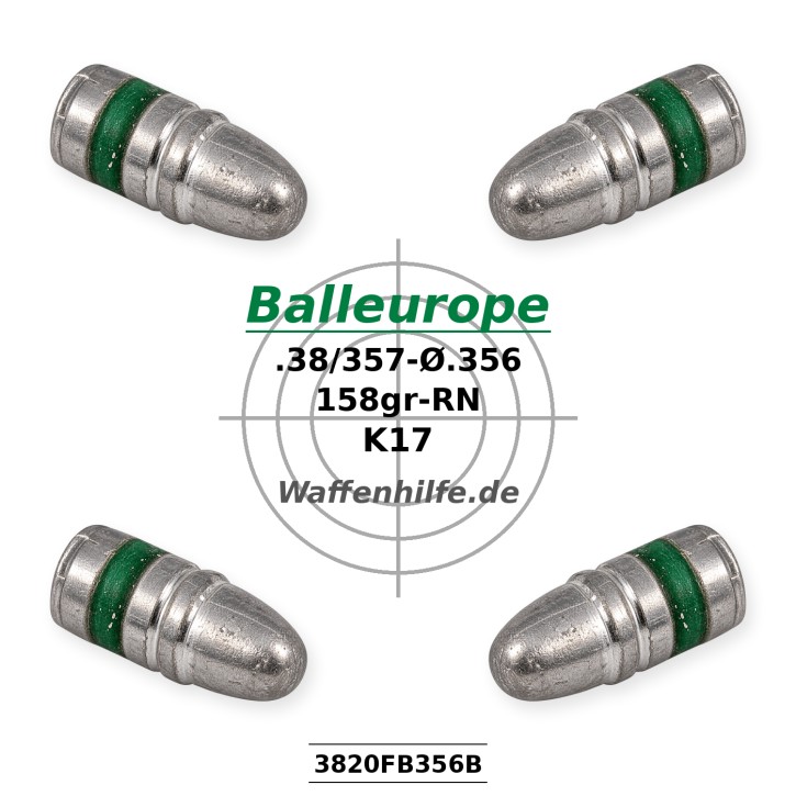 .357 158gr. Ø.356 RNBB  .357 Magnum 38 Special Balleurope K17