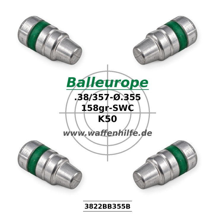 .357 158 gr. Ø.355 SWC BB FP .357 Magnum 38 Special Balleurope K50