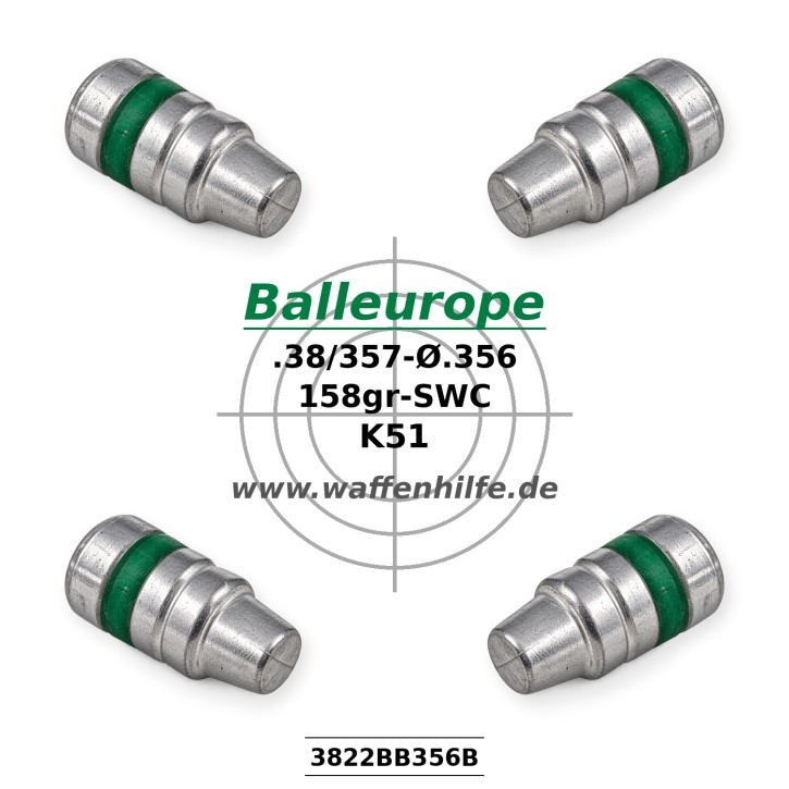 .357 158 gr. Ø.356 SWC BB FP .357 Magnum 38 Special Balleurope K51