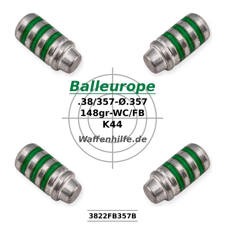 .357 148 gr. Ø.357 WC FP .357 Magnum .38 Special Balleurope K44