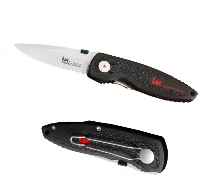 110046 H&K: Taktisches Messer von Heckler und Koch mit Linerlock, Clip, Klinge aus X-15T.N.