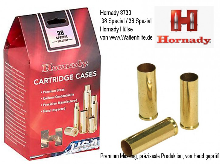 .38 Special: Hornady 200 Hülsen für Kaliber .38 Special / 38 Spezial, unprimed