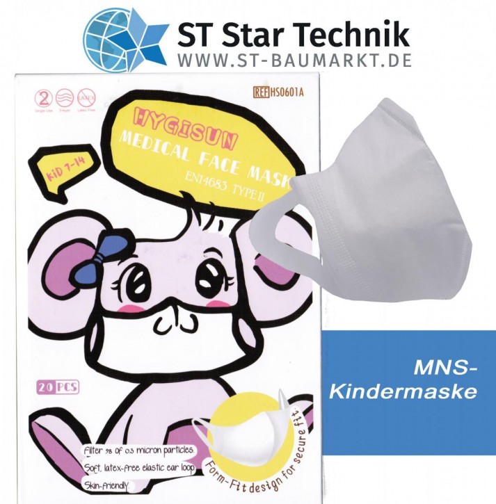 20 Schutzmaske Desi-Vir Kindergröße – Mund-Nasen-Schutz Maske für Kinder - Girl