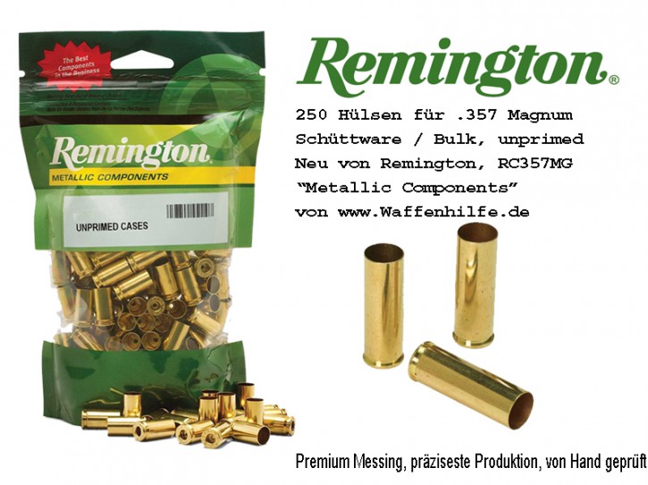 .357: Remington 250 Stück Hülsen .357 Magnum unprimed ohne Zündhütchen Cases RC357MG #23263