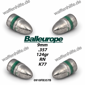 9mm: 500 Stück 9mm 124 Grain Ø .357 / 9,07mm Bleigeschosse FCP , Crimprille, Balleurope K77