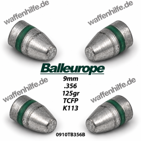 9mm Luger 125 Grain Match Geschosse Bleigeschosse TC/FB  Vollmantel, Crimprille von Balleurope, K113
