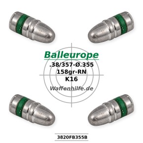 .357 158gr. Ø.355 RNBB  .357 Magnum 38 Special Balleurope K16