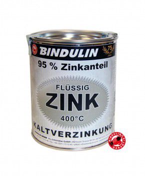 Flüssig Zink 250 ml Dose von Bindulin für Kaltverzinkung für alle Metalle zum Kaltverzinken auf elektrochemischer (galvanischer) Basis: grundieren, verzinken gebrauchsfertig, schnelltrocknend