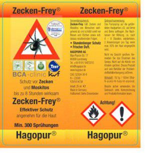 Hagopur 1 x Zecken Frei Spray - Zecken-Frey Spray hilft gegen Zecken, Stechmücken, Bremsen & ähnlichen Insekten, 25 mL Pumpflasche Vorbeugung von Zeckenbiss Rücksack für Camping Outdoor Freizeit