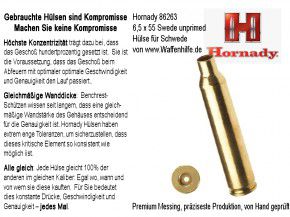 Hornady: 50 Hülsen Kaliber 6,5 x 55 Swede (Schwede) Mauser, unprimed